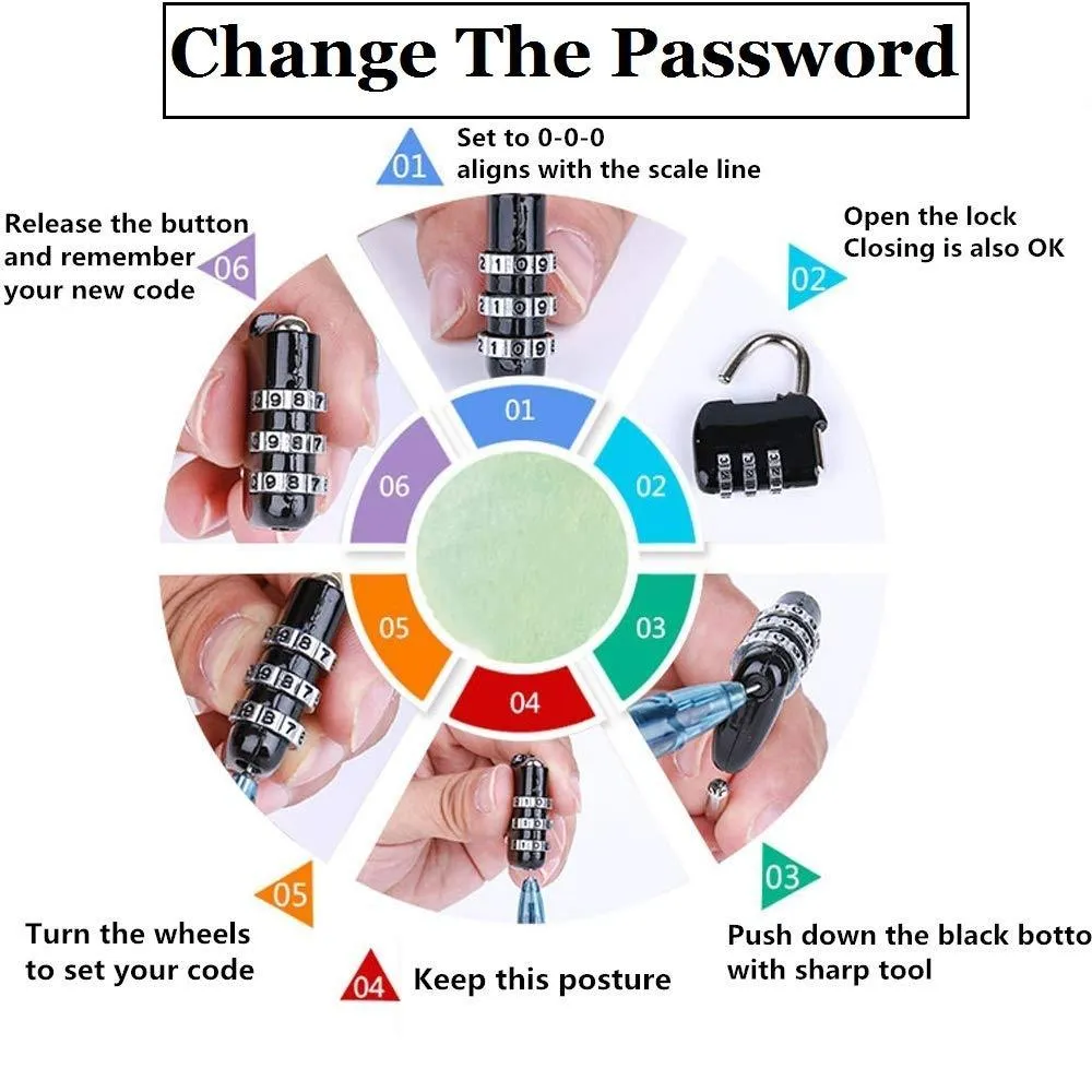 1212 Resettable Code Combination Number Padlock