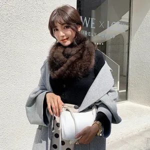 2020 Women Knitted Real Sable Fur Scarves Genuine Mink Fur Mufflers Winter Warm Fur Wraps Rings Neckwarmer Long Style 150CM