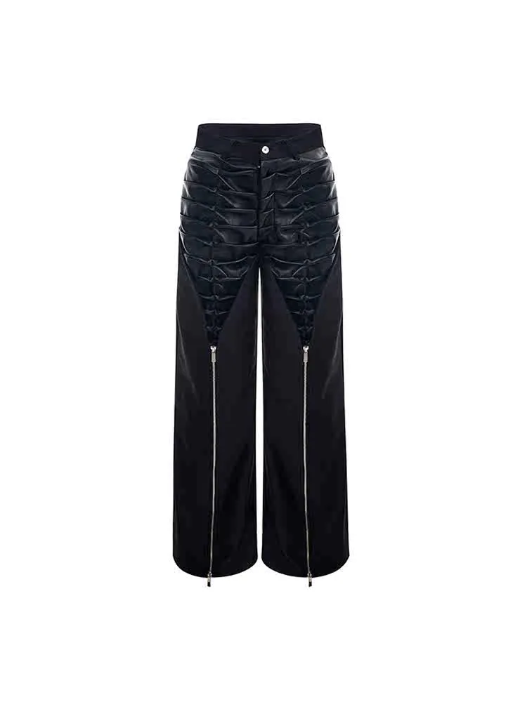 【24s Nov.】Original Small Multi-Laminated Pleated Zipper Leather Pants