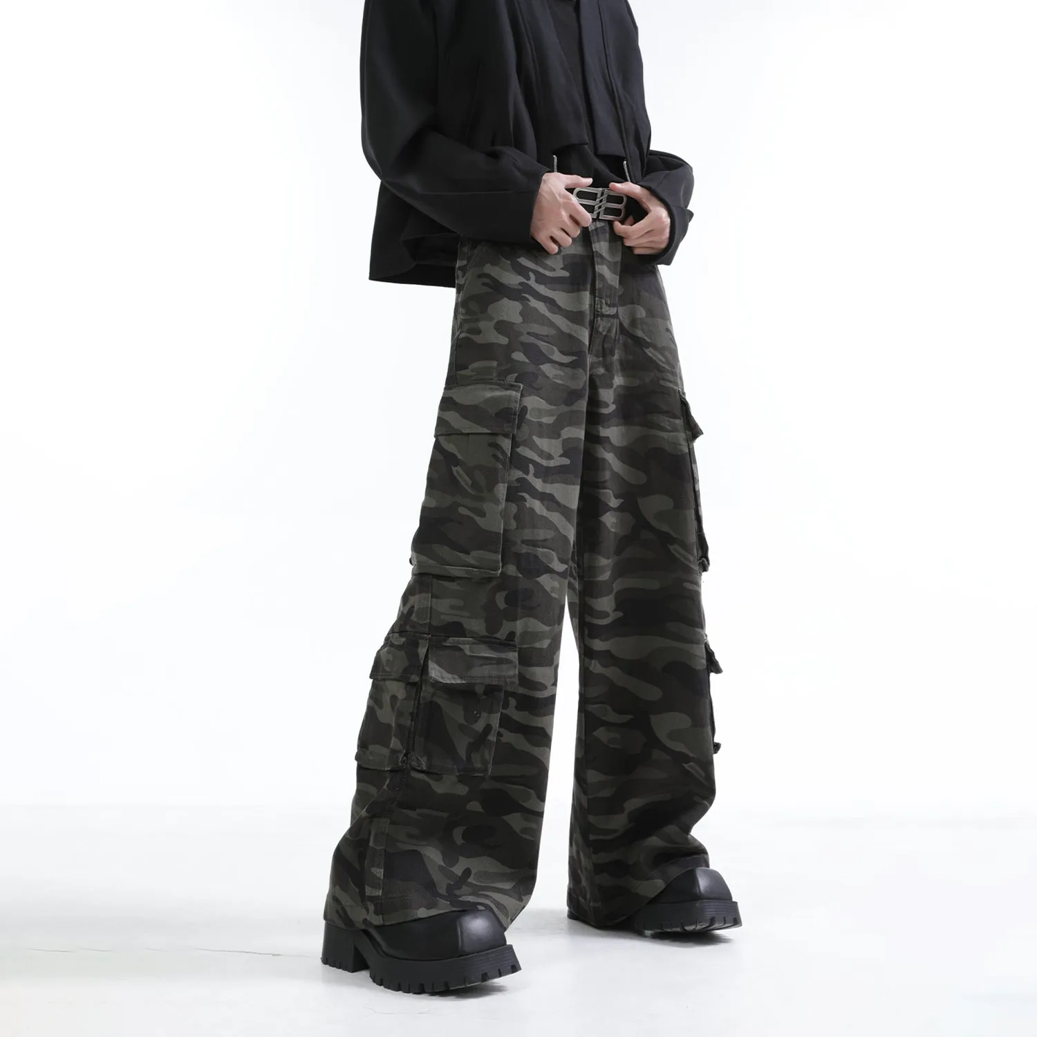 【24s Nov.】Vintage Distressed Camouflage Loose Overalls