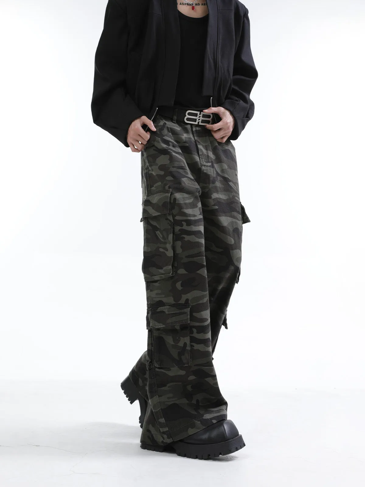 【24s Nov.】Vintage Distressed Camouflage Loose Overalls