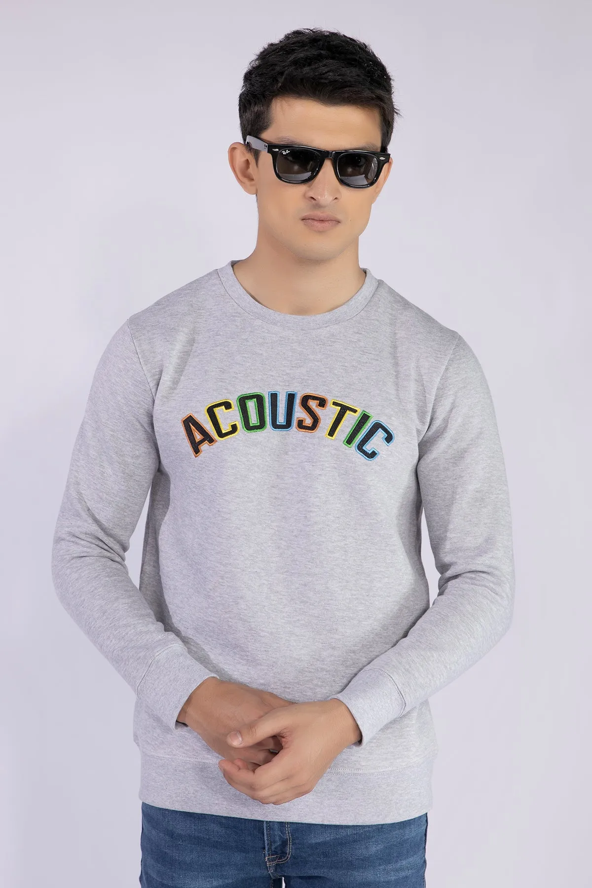 Acoustic Grey Embroidered Sweatshirt - W21 - MSW028R