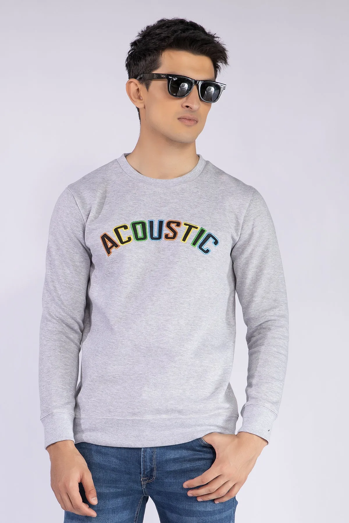 Acoustic Grey Embroidered Sweatshirt - W21 - MSW028R