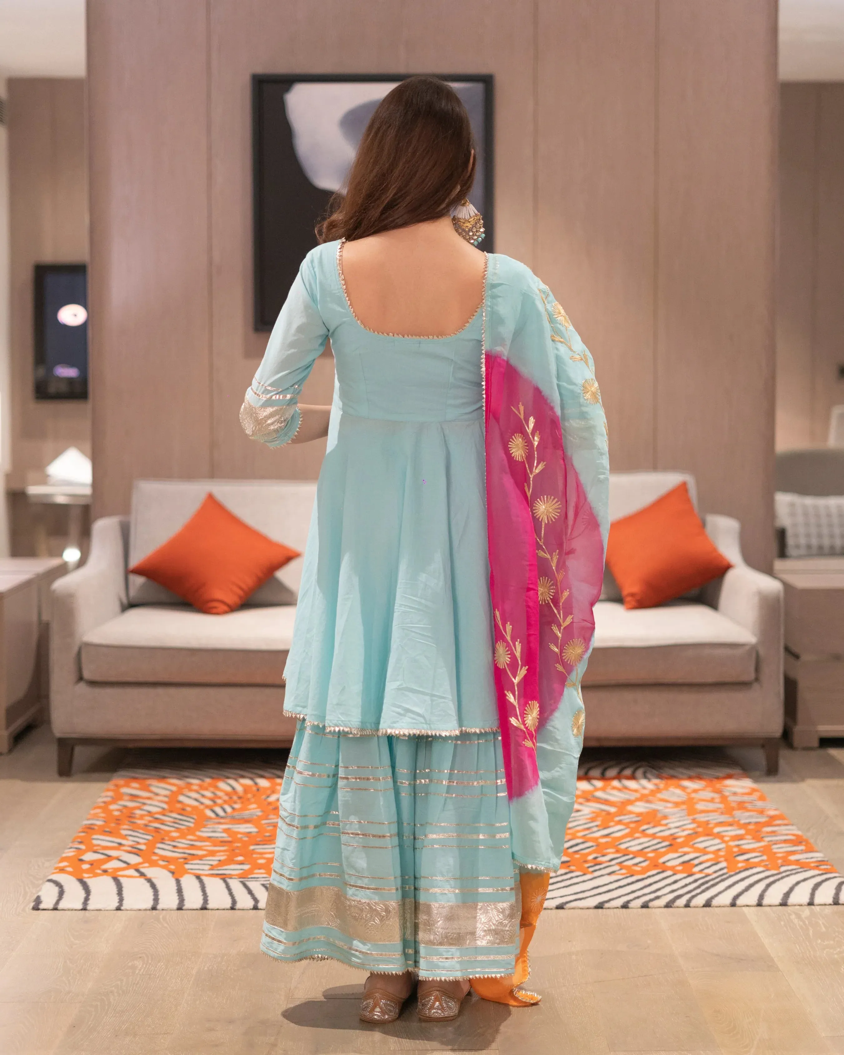 Adonis Blue Gotapatti Sharara Set | Relove