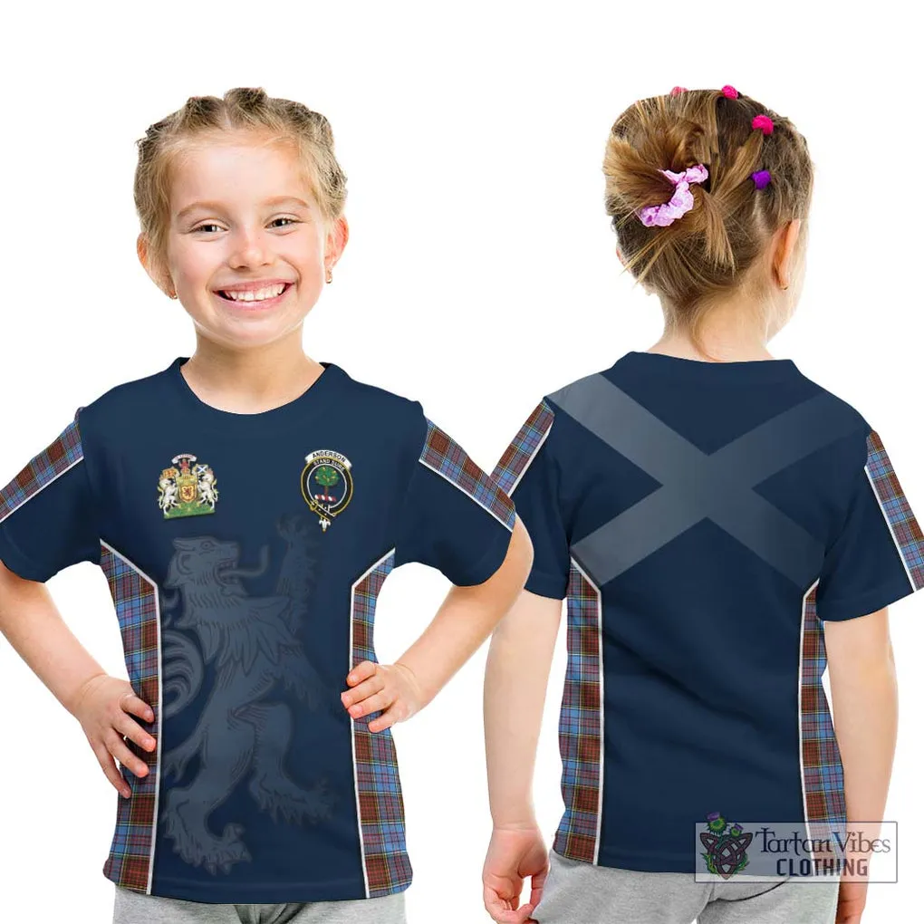 Anderson Modern Tartan Kid T-Shirt with Family Crest and Lion Rampant Vibes Sport Style