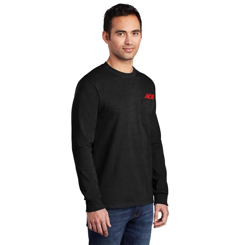 Artcraft L Sizes Unisex Long Sleeve Round Neck Black Pocket T-Shirt