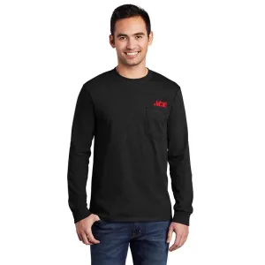 Artcraft L Sizes Unisex Long Sleeve Round Neck Black Pocket T-Shirt