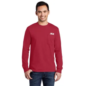 Artcraft M Sizes Unisex Long Sleeve Red Pocket T-Shirt