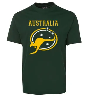 Australia Roo & Stars T-Shirt (Bottle Green, Childrens Sizes)