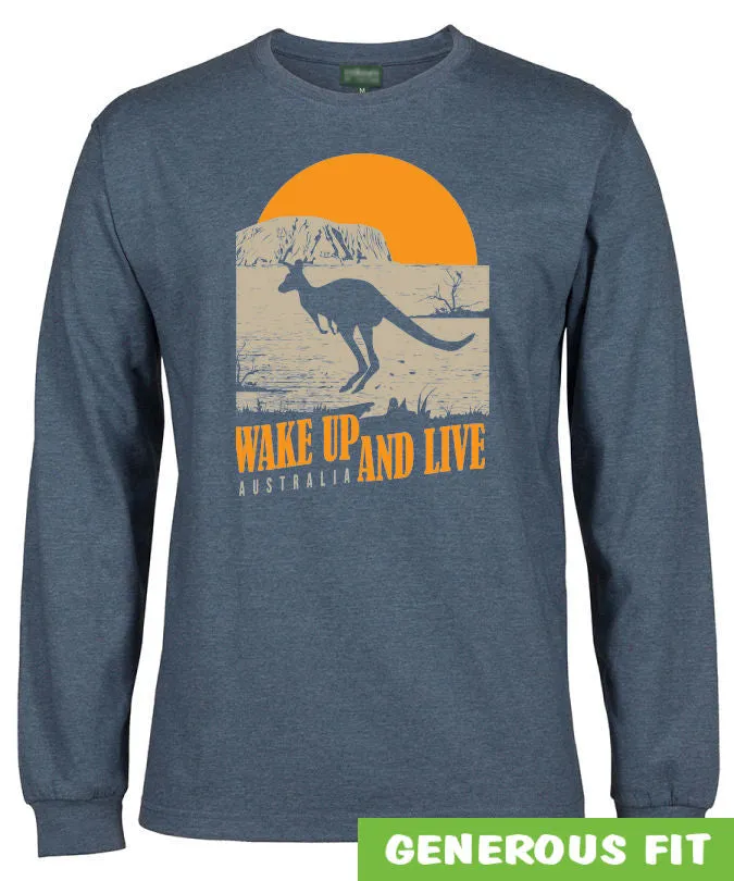 Australia Wake up & Live Longsleeve T-Shirt (Denim Marle)