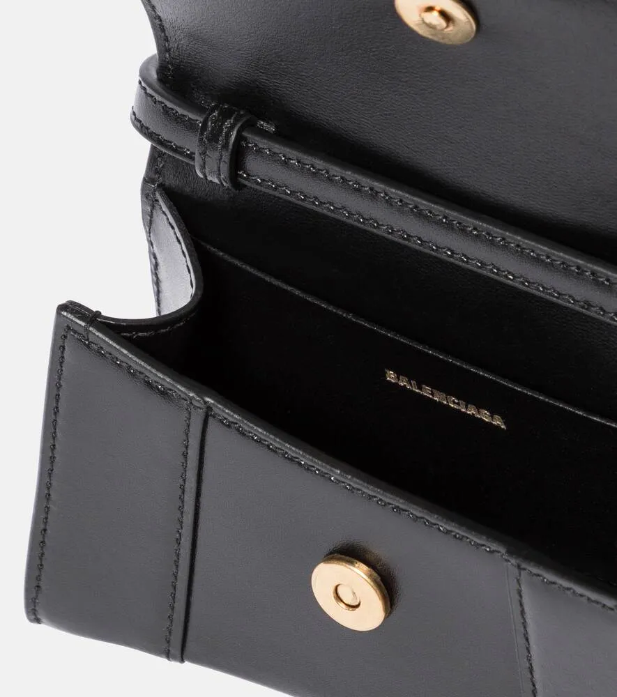 Balenciaga Hourglass Mini leather crossbody bag, black