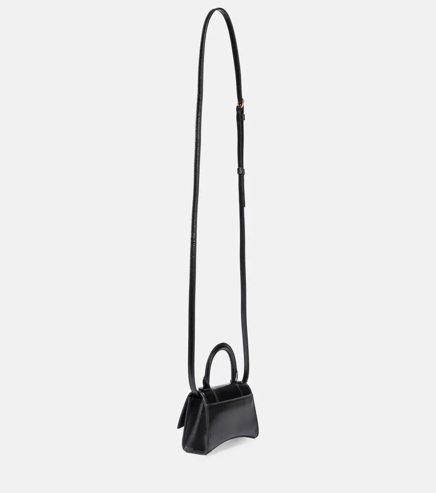 Balenciaga Hourglass Mini leather crossbody bag, black