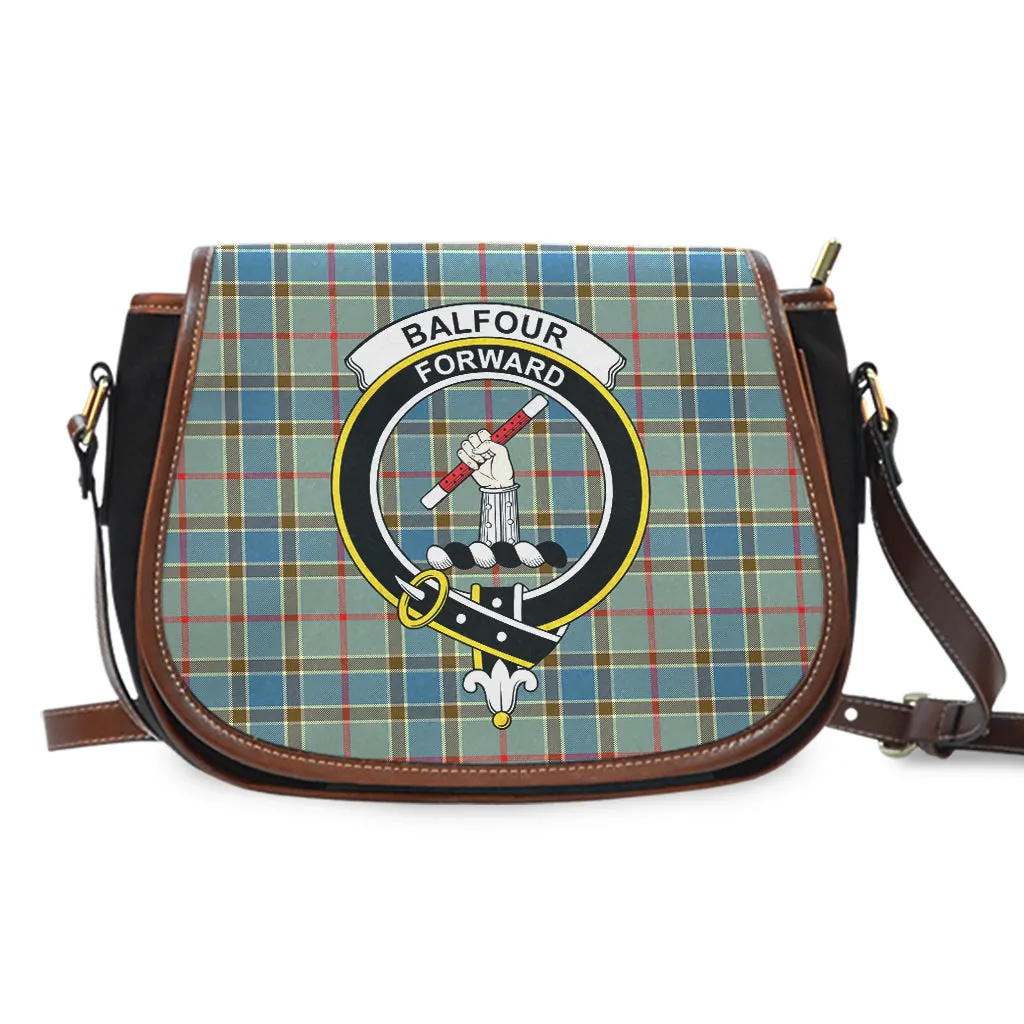 Balfour Blue Tartan Saddle Bag with Family Crest