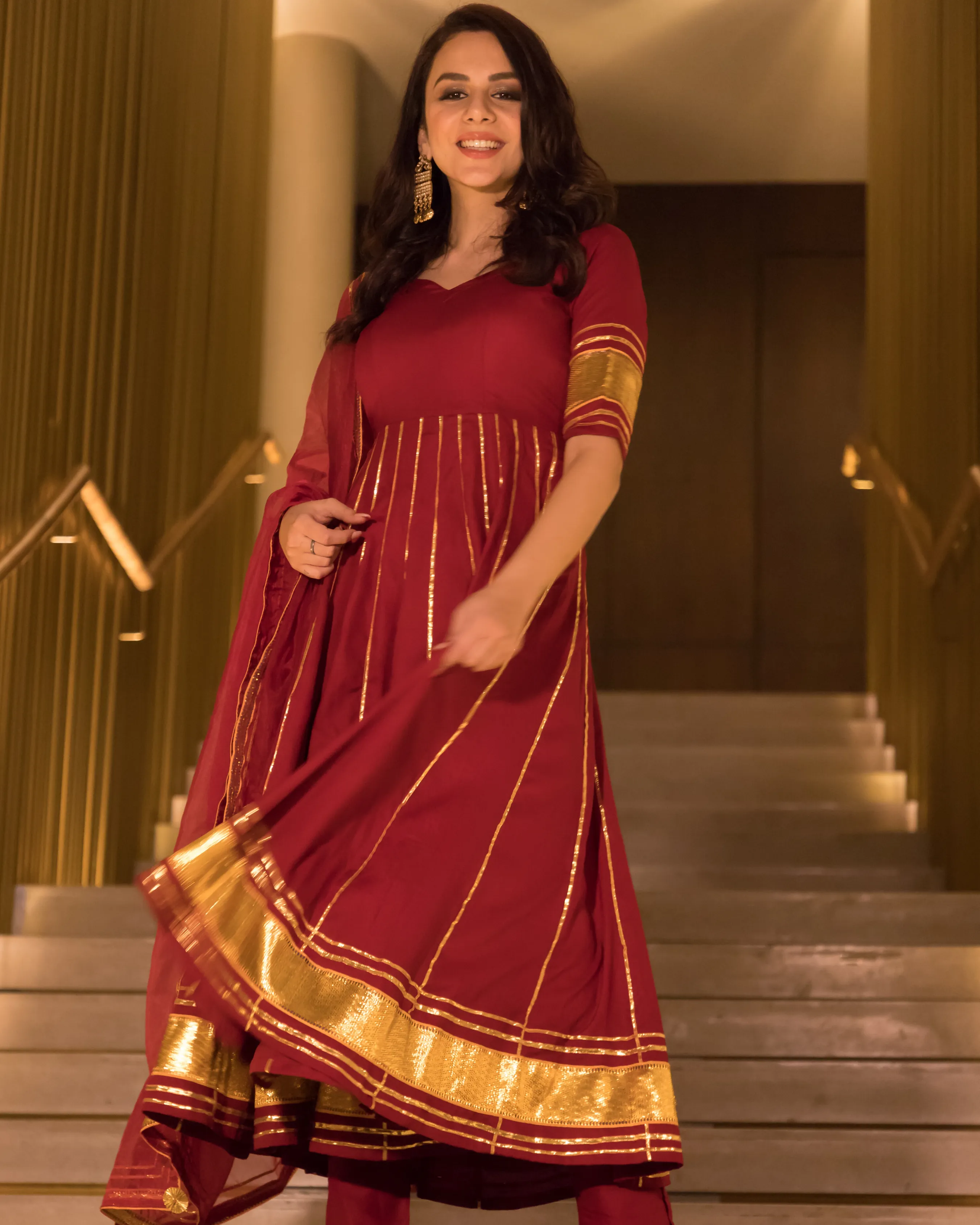 Berry Maroon Gotapatti Anarkali Set | Relove