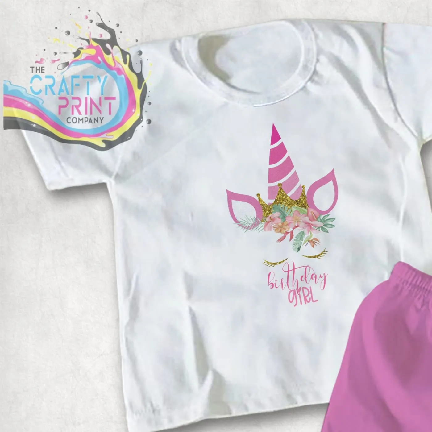 Birthday Girl Unicorn with Crown Children's T-shirt