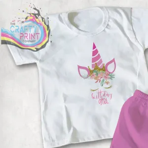 Birthday Girl Unicorn with Crown Children's T-shirt