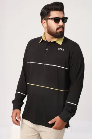 Black & Olive Rugby Polo Shirt (Plus Size) - W22 - MP0123P