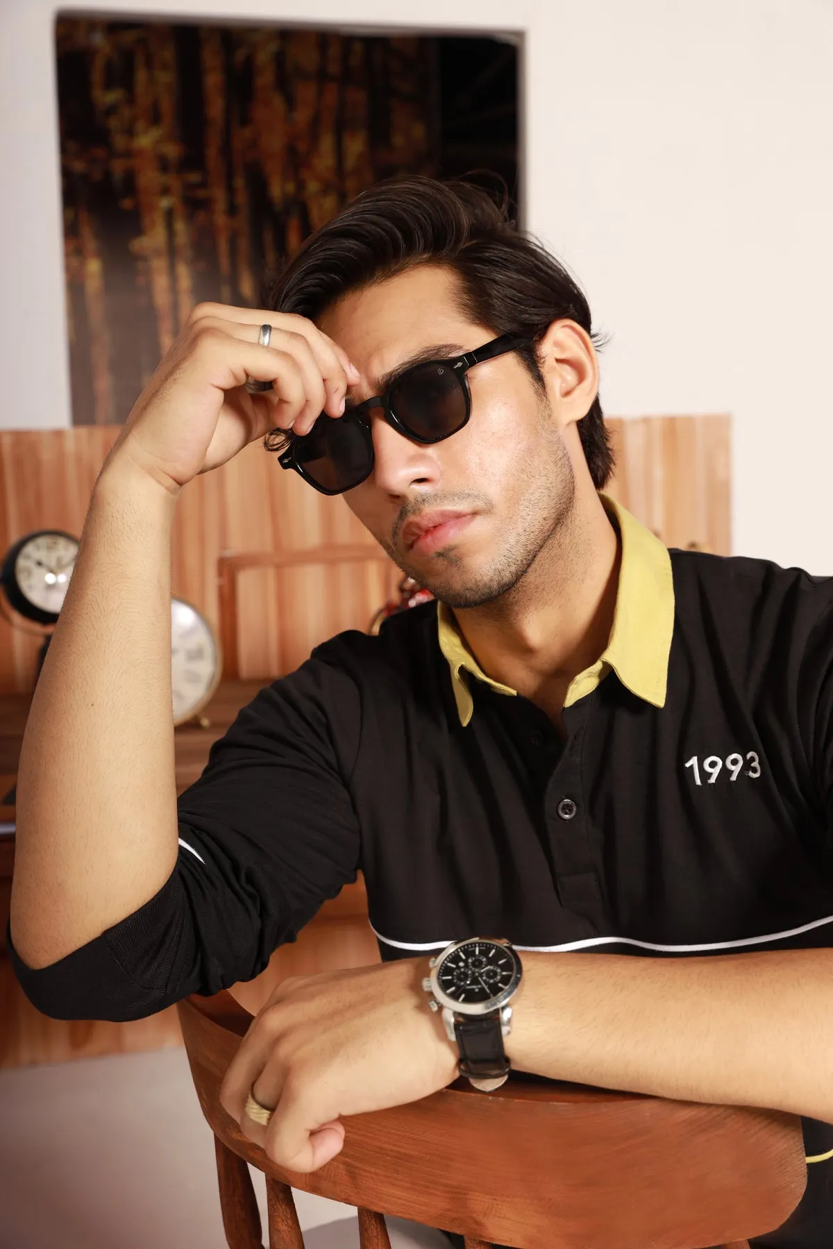 Black & Olive Rugby Polo Shirt - W22 - MP0123R