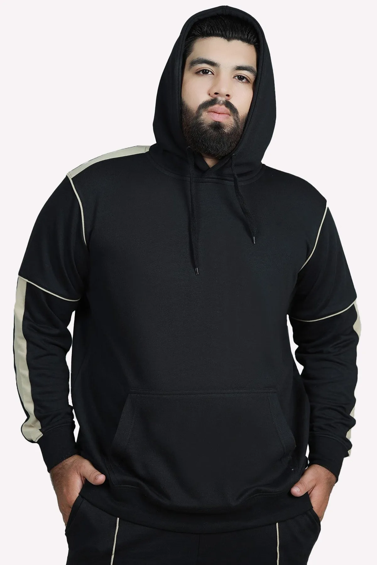 Black Nomad Striped Hoodie (Plus Size) - W22 -  MH0043P