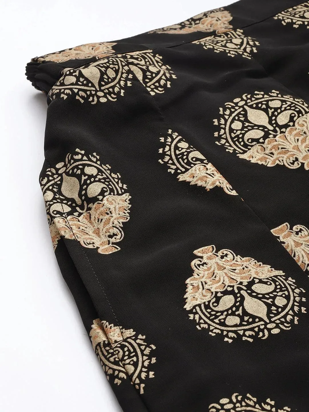 Black Printed Georgette Skirt