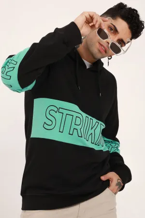 Black Striking Printed Hoodie - W22 - MH0033R