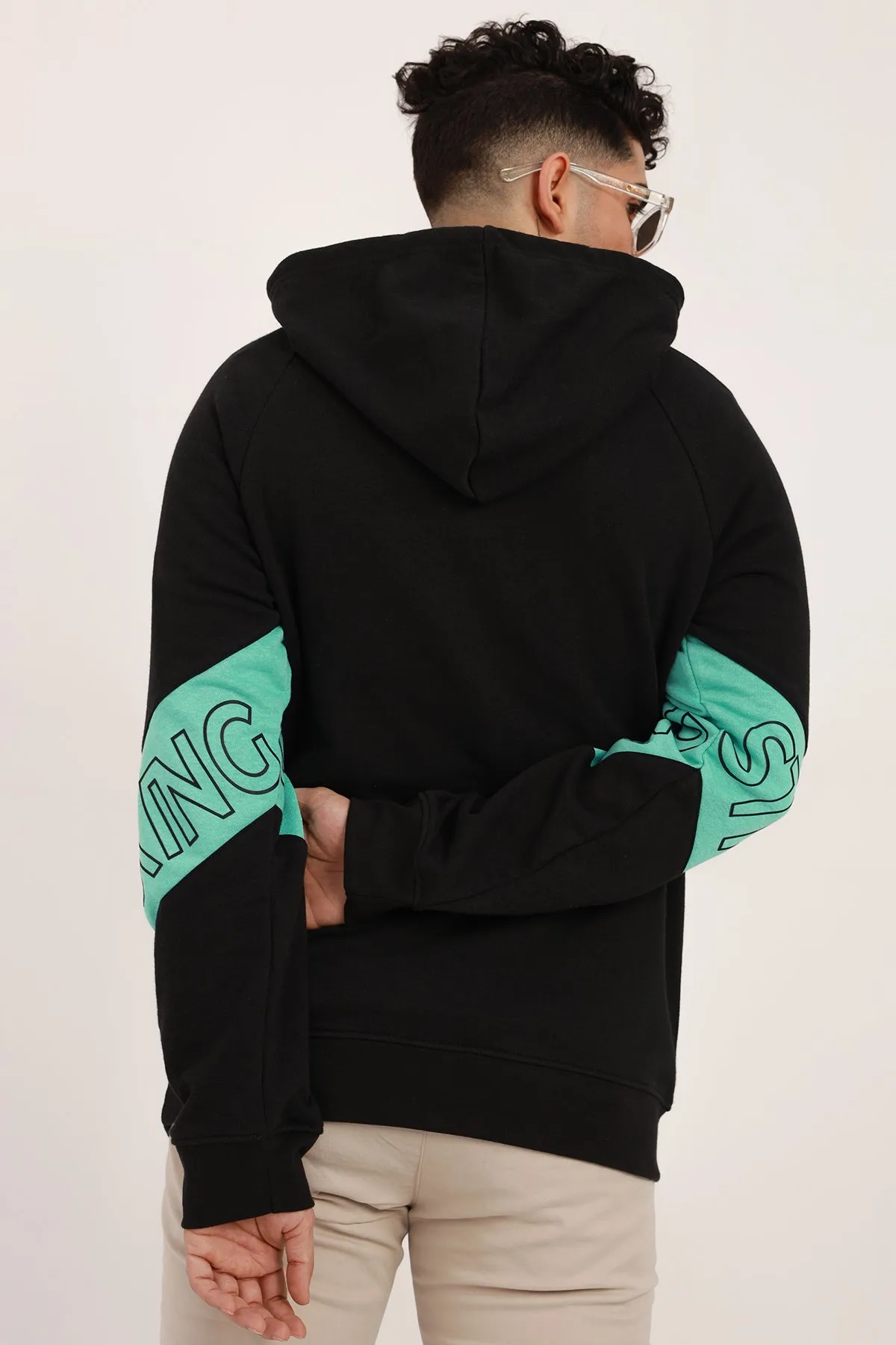 Black Striking Printed Hoodie - W22 - MH0033R