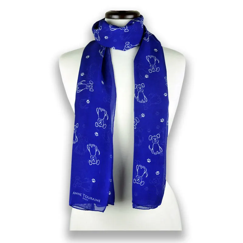 BLUE DOG PATTERN SCARF - 67x26"