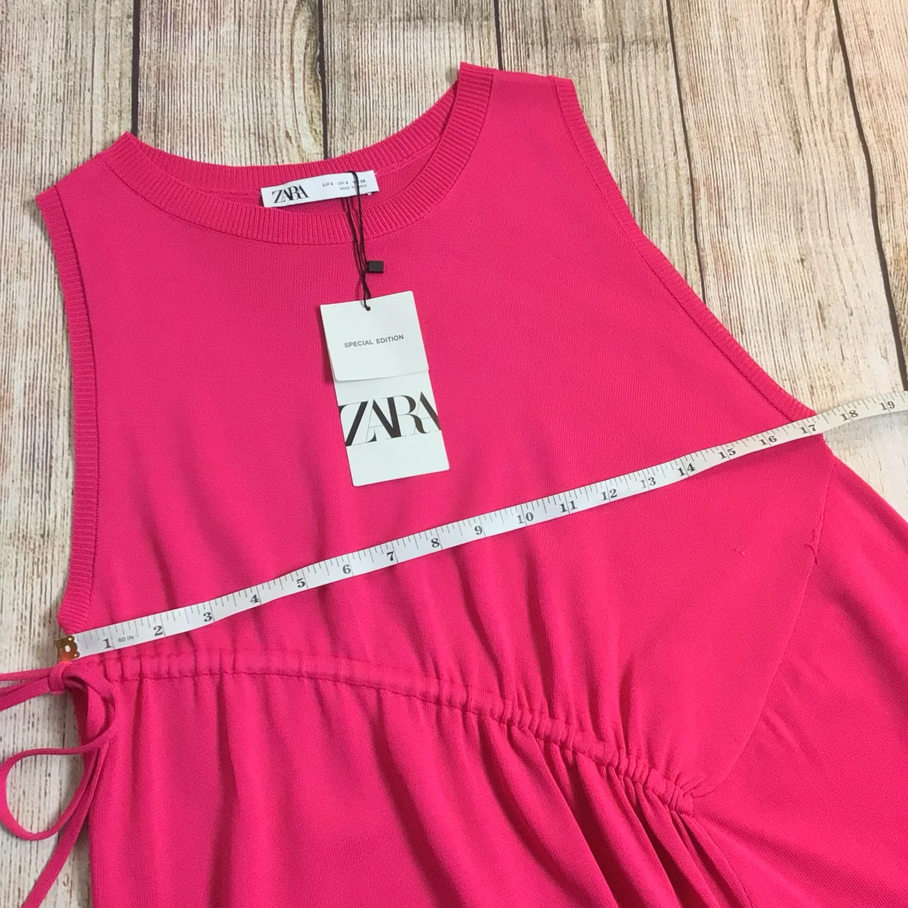 BNWT Zara Dark Pink Drawstring Dress Size S