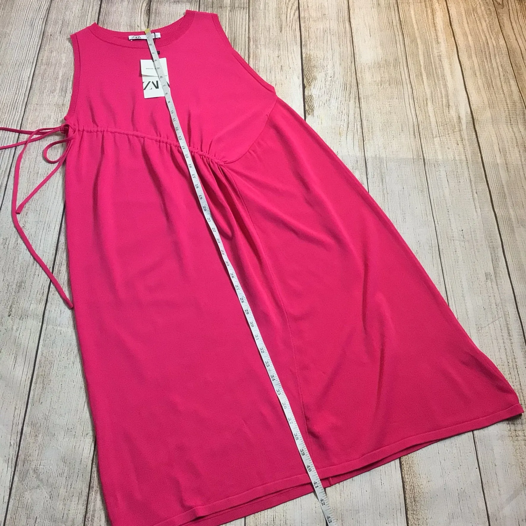 BNWT Zara Dark Pink Drawstring Dress Size S