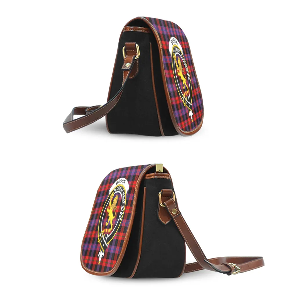 Broun Modern Tartan Saddle Bag with Family Crest