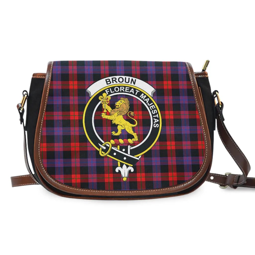 Broun Modern Tartan Saddle Bag with Family Crest