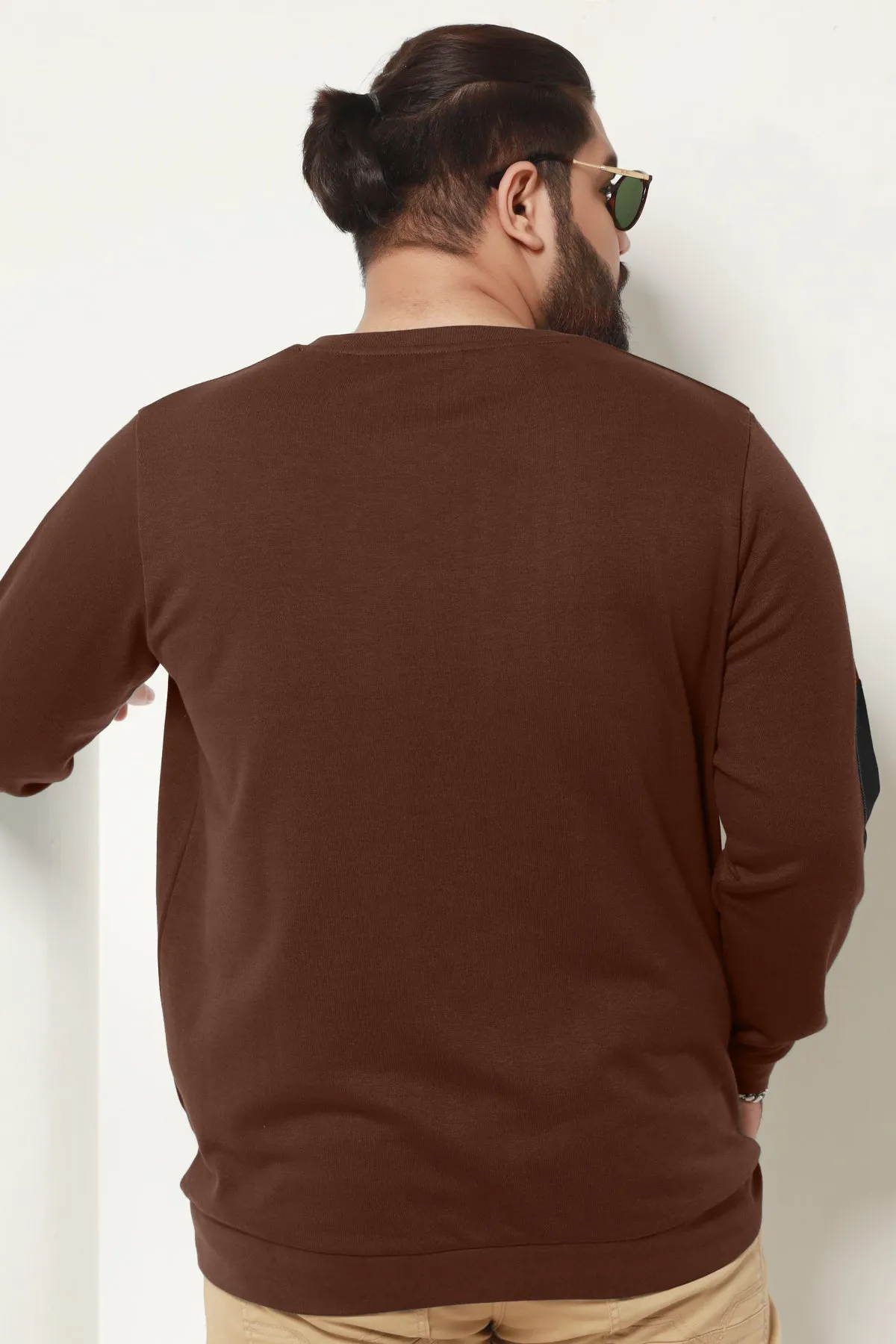 Brown Resolute Embroidered Sweatshirt (Plus Size) - W22 - MSW057P