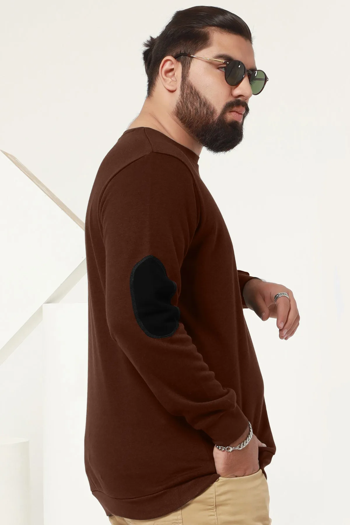 Brown Resolute Embroidered Sweatshirt (Plus Size) - W22 - MSW057P