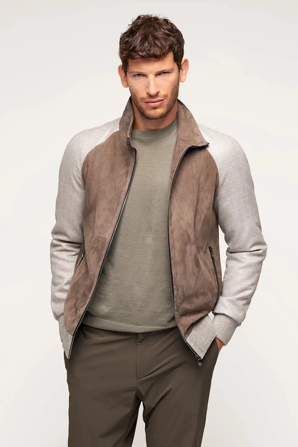 Brown suede jacket men