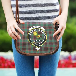 Buchan Ancient Tartan Saddle Bag with Family Crest