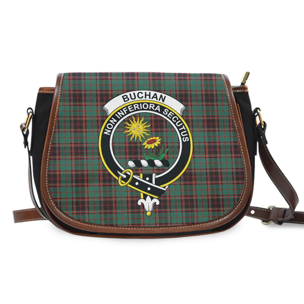 Buchan Ancient Tartan Saddle Bag with Family Crest