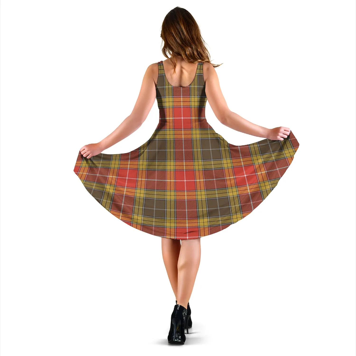 Buchanan Old Set Weathered Tartan Sleeveless Midi Womens Dress