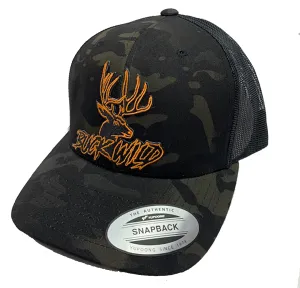 Buckwild Black Camo  Patch SnapBack Hats / Orange Buckwild Logo & Green Buckwild Logo