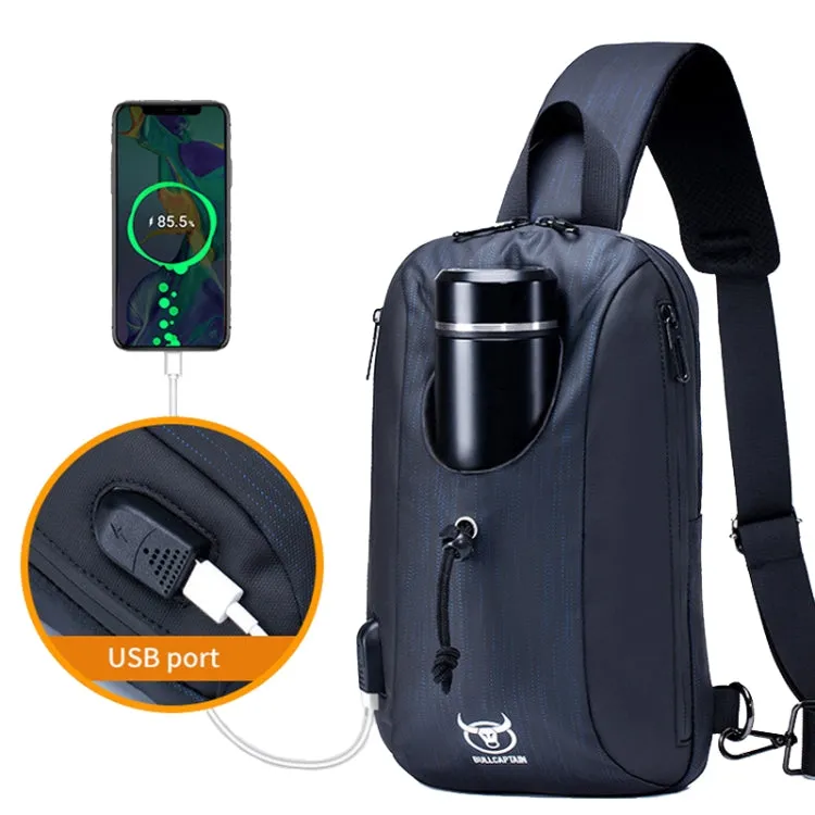 BULL CAPTAIN 0113 Large-Capacity Crossbody Waterproof Chest Bag with USB Charging Hole(White)