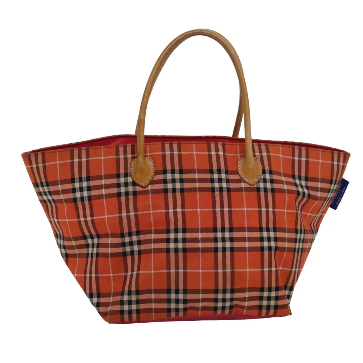 BURBERRY Nova Check Blue Label Tote Bag Nylon Leather Orange Brown  ti1814