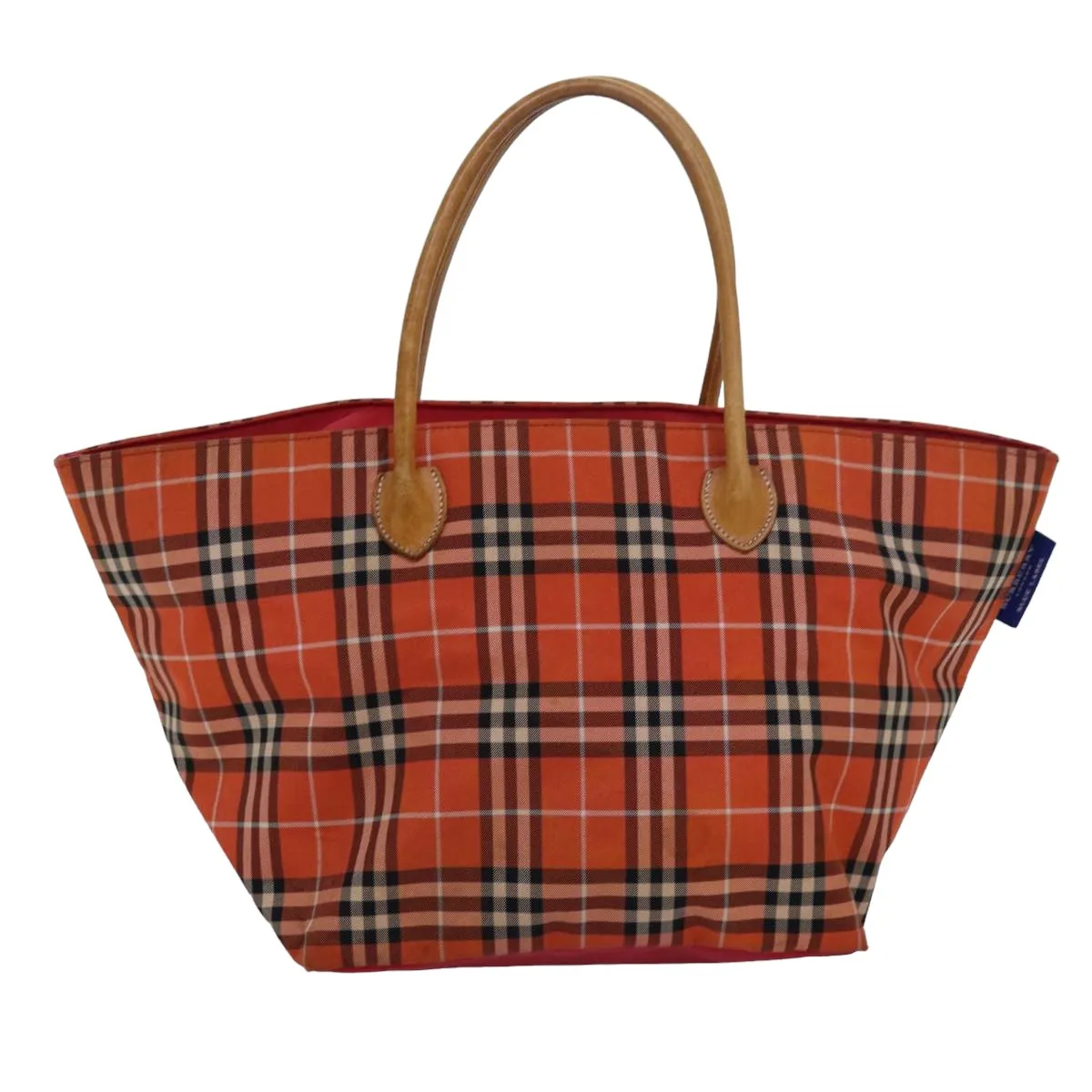 BURBERRY Nova Check Blue Label Tote Bag Nylon Leather Orange Brown  ti1814