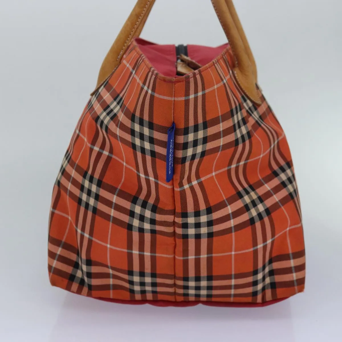 BURBERRY Nova Check Blue Label Tote Bag Nylon Leather Orange Brown  ti1814