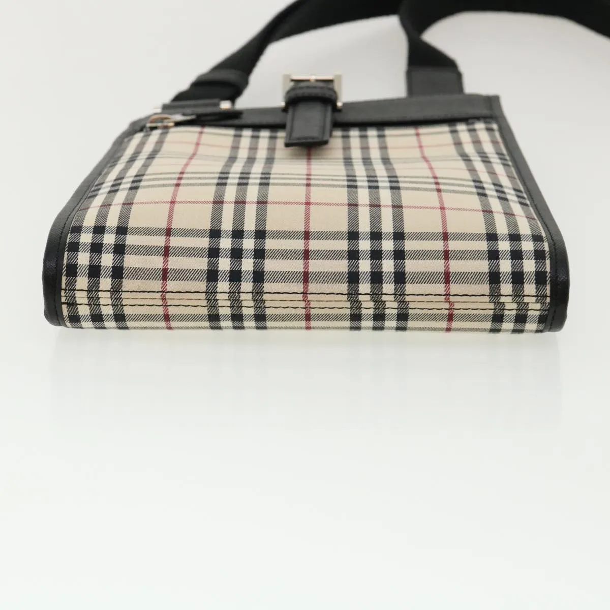 BURBERRY Nova Check Shoulder Bag Canvas Leather Beige Black  ai430A