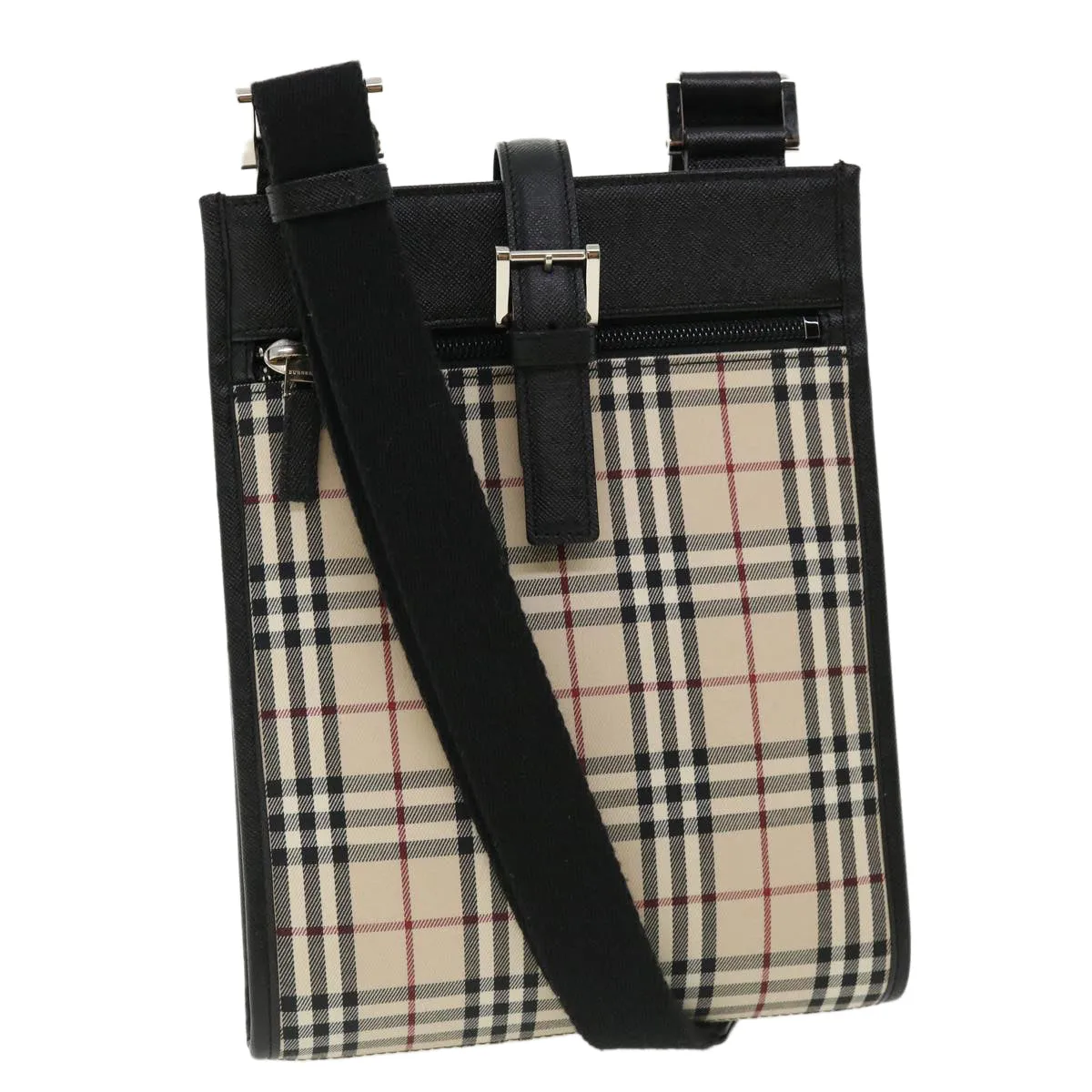 BURBERRY Nova Check Shoulder Bag Canvas Leather Beige Black  ai430A