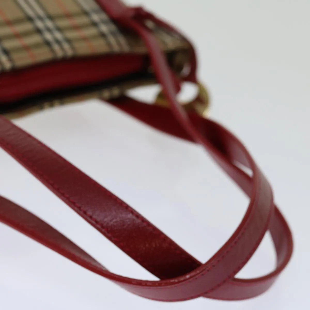 BURBERRY Nova Check Tote Bag Canvas Beige Red  69899