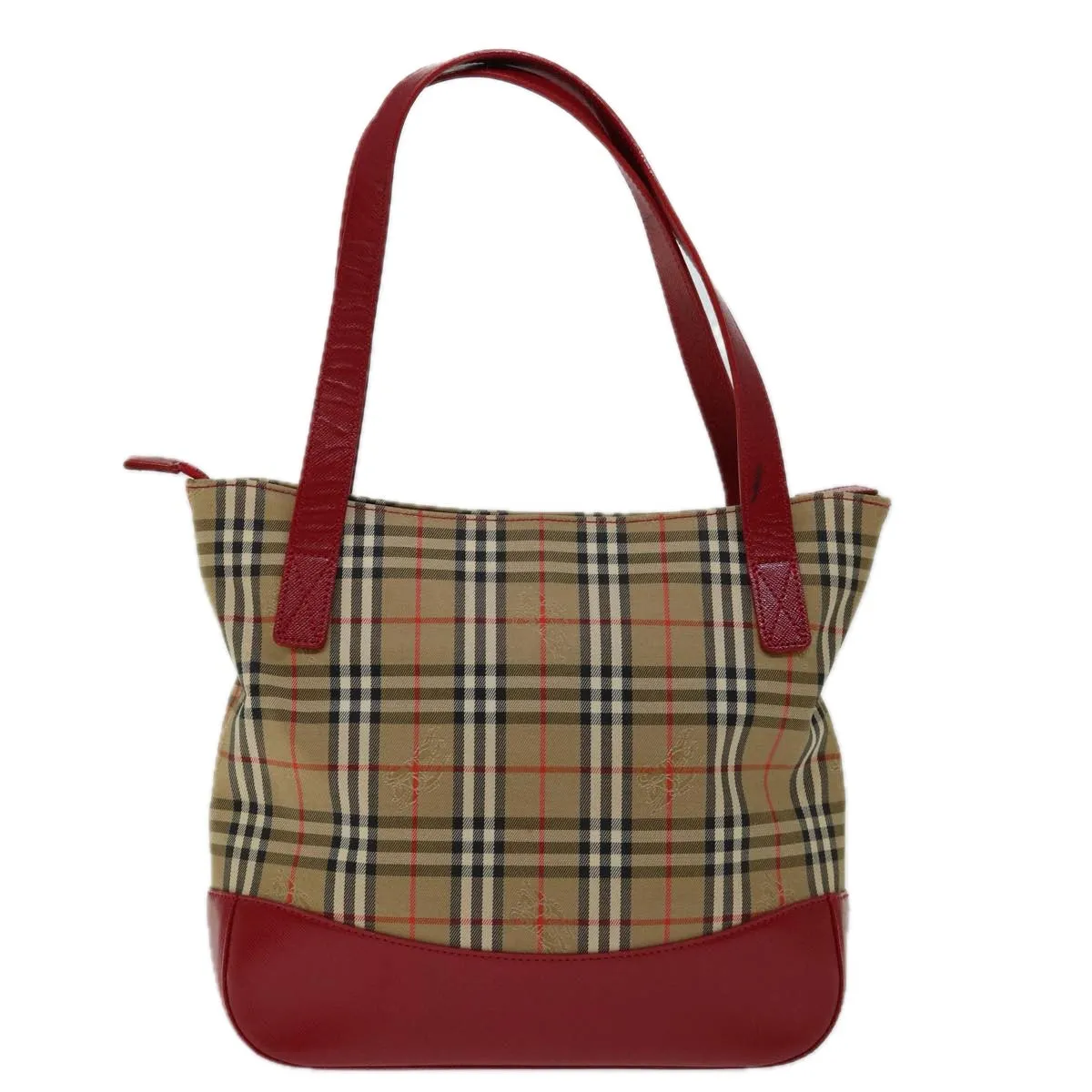 BURBERRY Nova Check Tote Bag Canvas Beige Red  69899