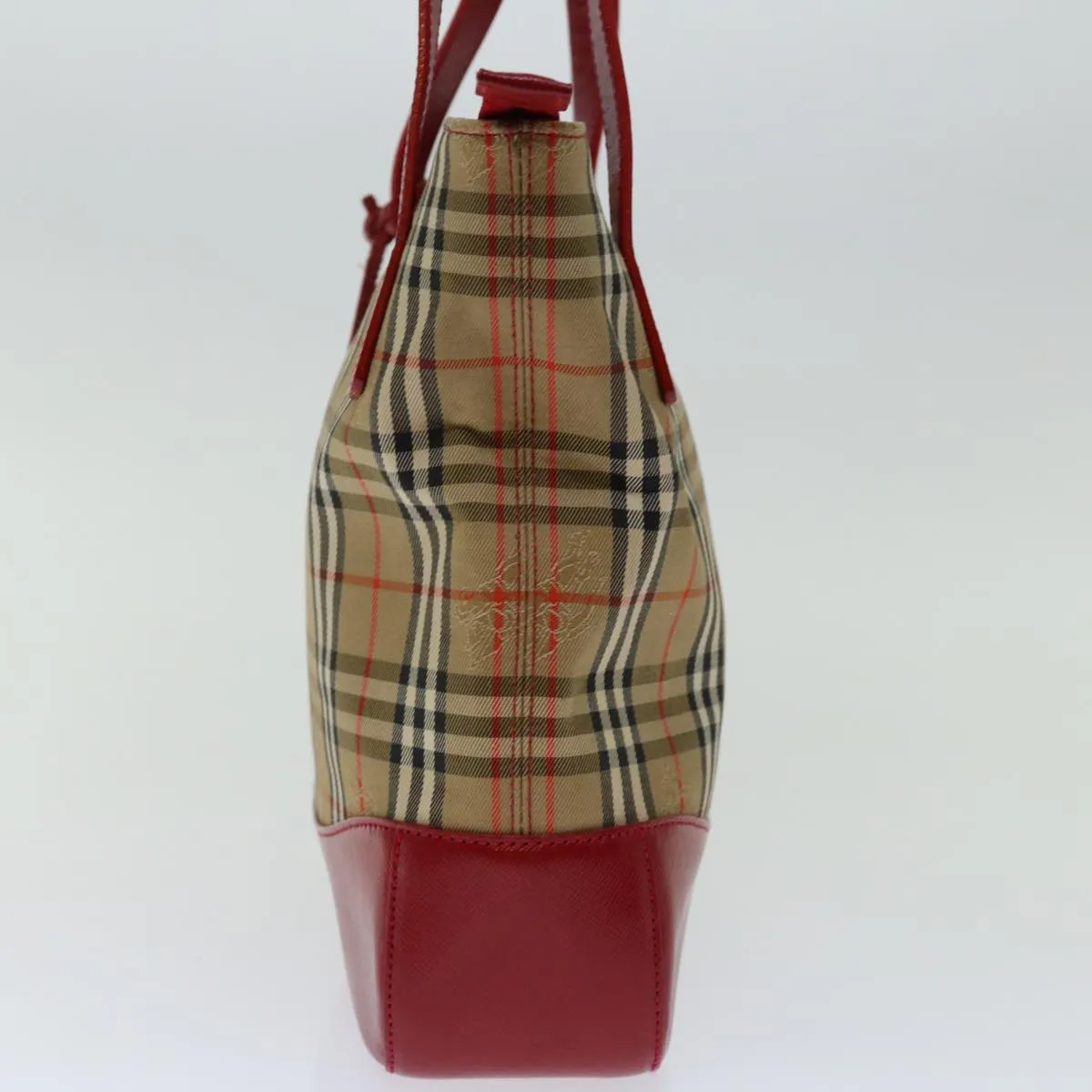 BURBERRY Nova Check Tote Bag Canvas Beige Red  69899