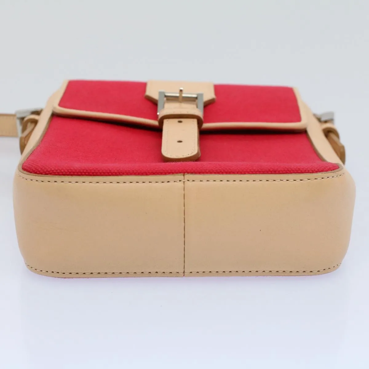 BURBERRY Shoulder Bag Canvas Leather Beige Red  54143