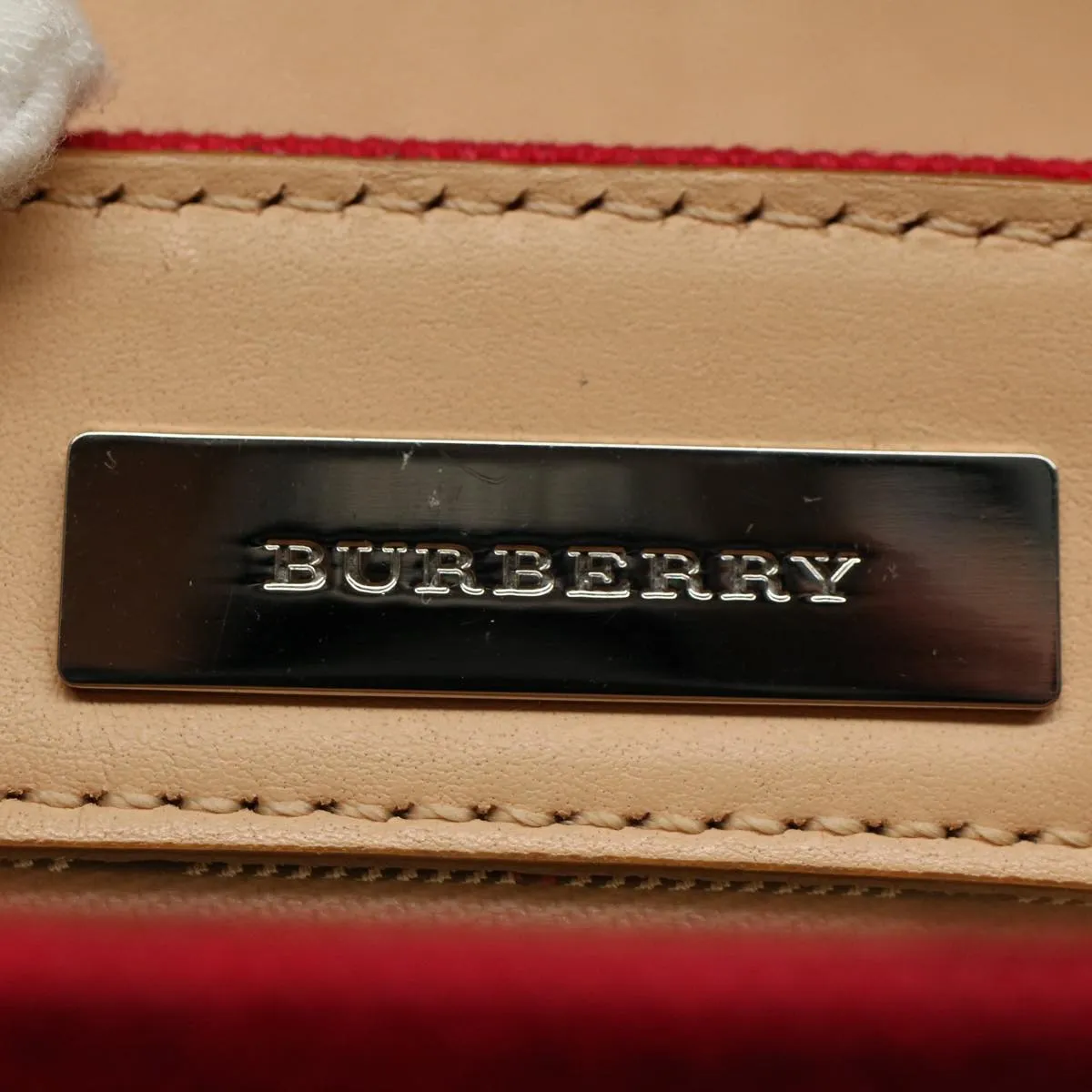 BURBERRY Shoulder Bag Canvas Leather Beige Red  54143