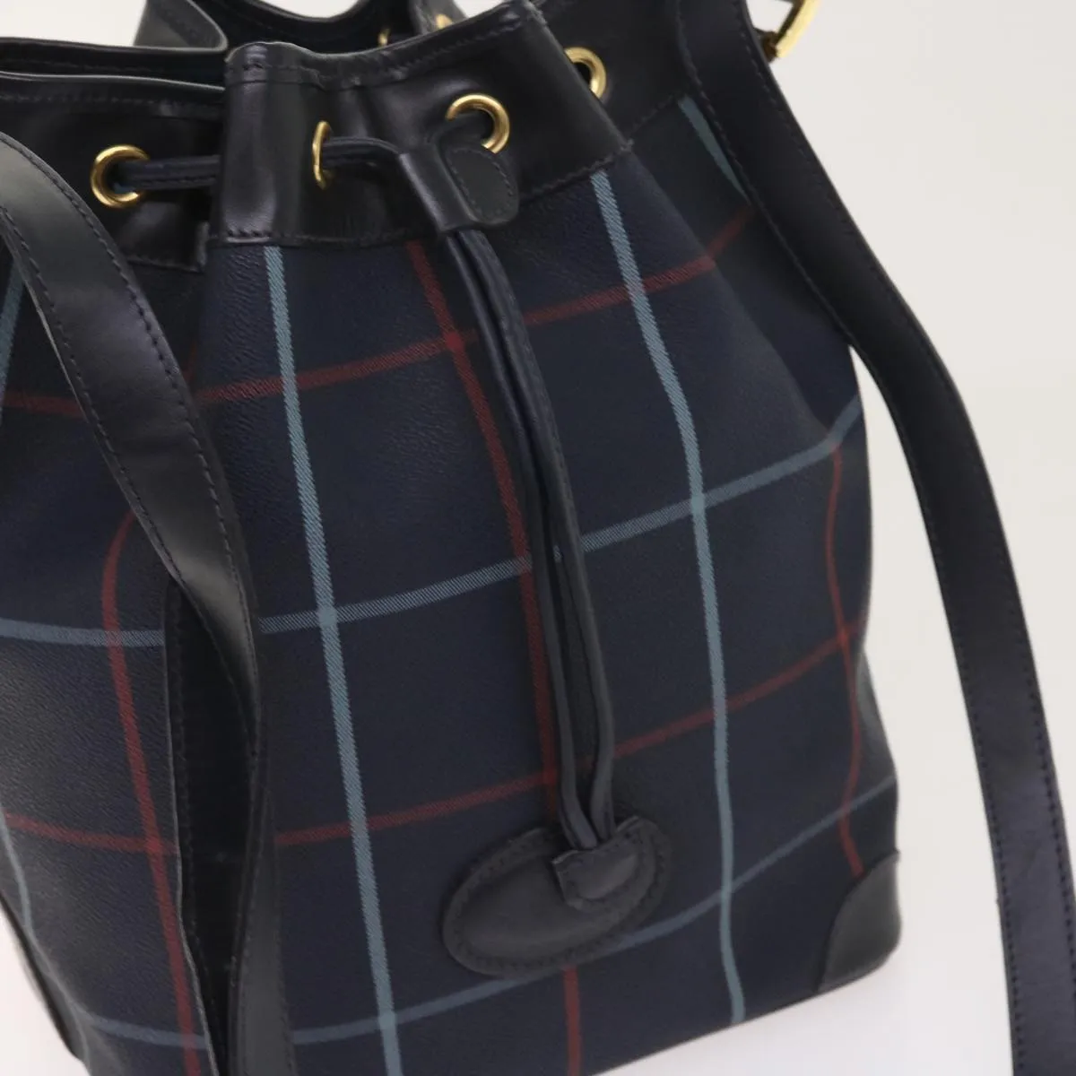 BURBERRYSs Nova Check Shoulder Bag PVC Leather Navy  th4082